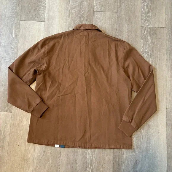 LOST skater boy mechanic zip up shirt shacket Cotton shell jacket brown neutral - Picture 8 of 8